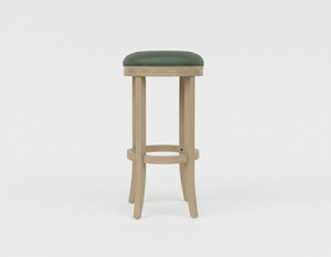 Tabouret de bar rond moderne en bois d'hévéa massif, chaise de bar contemporaine à structure ronde en bois d'hévéa, tabouret de bar en bois durable au design entièrement rond - Product Image 1