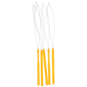 Yellow Handle Micro Bead Hair Extension Pulling Wire Loop <b>Needle</b> <b>Threader</b> Styling Tool Set Professional Salon Equipment - Product Image 1