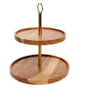 Support à gâteau pliable de style unique, forme arrondie, gravé à la main, décoratif, 2 niveaux, artisanal, élégant, pour la présentation de gâteaux - Product Image 1