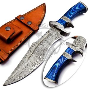 Nouveauté : Couteau de survie et de chasse artisanal en acier Damas, lame fixe de 10 pouces, manche en bois ambidextre, couteau de camping tranchant - Product Image 2