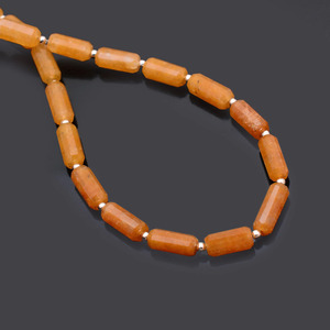 Perles de jade naturel jaune facettes en forme de tube, 4x10mm-5x12mm, pierres semi-précieuses, forme cylindrique fantaisie, pour bijoux. - Product Image 4