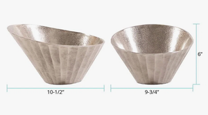 Bol de service en aluminium, décoration de table, bol décoratif moderne en métal, bol à fruits, bol cannelé argenté à bord incliné - Product Image 3