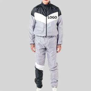 High Quality Custom Printed Reflective <b>Zip</b> <b>up</b> Nylon Polyester Windbreaker <b>Jacket</b> and Track Pants Set Tracksuit for Men - Product Image 1