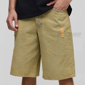 Shorts en jean droits personnalisés pour hommes, délavage vintage, streetwear Y2K, été, décontracté, respirant, écologique, en gros - Product Image 2