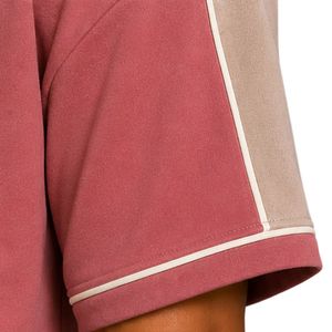 Conjunto de Camiseta y Pantalones Cortos Oversize para Hombre, Color Rosa Empolvado, Paneles en Contraste Beige, Logotipo Personalizado, Cuello Redondo, Ropa Casual Urbana, Venta al Por Mayor - Product Image 5