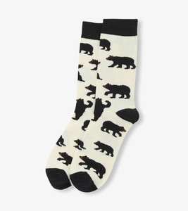 Chaussettes unisexes en coton tricoté jacquard à motif d'ours noir, respirantes, pour un usage quotidien, style automne - Product Image 2