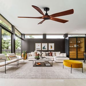 Ventilatore da soffitto a LED da 60 pollici in legno di noce marrone stile rustico con telecomando per soggiorno o patio - Product Image 3