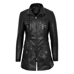 Custom 100% Genuine Napa Leather Women’s Coat Fashion Belted Leather Jacket Multi Colors Private Label Bulk Wholesale Supplier - Product Image 1