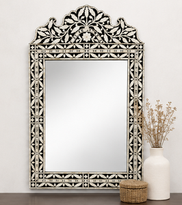 Handmade Bone Inlay <b>Wall</b> <b>Mirror</b> Decorative Arch Top Floral Frame Indian Home Hotel Bedroom Living Room Decor - Product Image 6