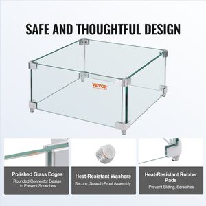 Braciere a Gas Quadrato con Protezione Antivento in Vetro Temperato Trasparente 15 X 15 X 7 Pollici, Spessore 0,31 Pollici - Product Image 5