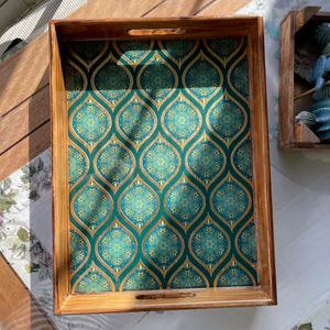 Luxury Wooden Serving <b>Tray</b> Decorative Tea Coffee <b>Breakfast</b> <b>Tray</b> Handmade Printed Wooden <b>Tray</b> Home Restaurant Serving Accessories - Product Image 1