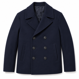<b>Men's</b> Double Breasted Lapel <b>Pea</b> <b>Coat</b> Winter Overcoat Windproof Lined Interior Regular Fit Woolen Button Front Formal Casual - Product Image 1