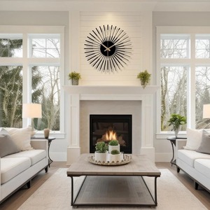 Horloge murale ronde noire élégante pour salon et couloir, crée un élément central saisissant et un style mural raffiné, en provenance d'Inde. - Product Image 2