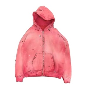 Sweat à capuche surdimensionné pour homme en coton léger 400 g/m², effet délavé soleil, en molleton bouclette, respirant, avec poches kangourou, délavage acide - Product Image 1