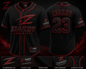 Camiseta de Béisbol Auténtica Negra y Roja Personalizada de Alta Calidad al por Mayor de un Fabricante de Pakistán - Product Image 1