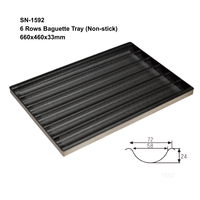 Plateau à baguettes ATLAS STAR antiadhésif en alliage d'aluminium, 6 rangées, pour la cuisson du pain français, perforé, 6 pains, compatible four, épaisseur 0,8 mm