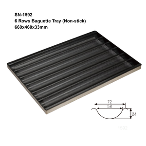 Plateau à baguettes antiadhésif en alliage d'aluminium commercial à 6 rangs, perforé, pour 6 pains, compatible four, 660x460mm - Product Image 2