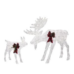 2 pezzi 4ft 30V 3.6W Moose famiglia 200LED stringa di pelle luce bianca giardino alce decorazione per decorazioni giardino giardino - Product Image 1