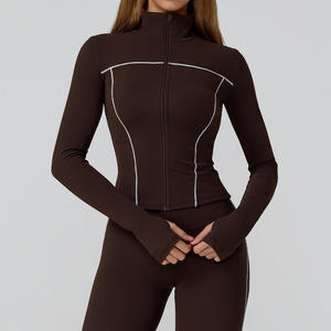 Women's Plus Size Elastic Waist <b>Yoga</b> <b>Jacket</b> Windproof Slim Fit Solid Color-Block Brushed Design High Waist 2-Piece Set for - Product Image 6
