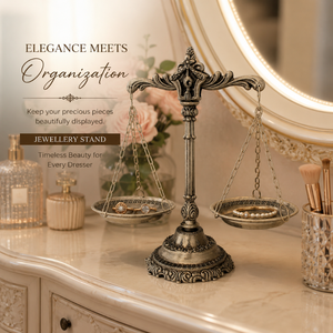 Luxury <b>Silver</b> Jewelry <b>Stand</b> Decorative Balance Style Organizer Necklace Bracelet Ring Holder Elegant Vanity Display Storage Plus - Product Image 4