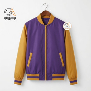 Veste universitaire pour homme Omega Psi brodée, fraternité grecque, à capuche, écologique, respirante, violet et or, avec blocs de couleur et col montant - Product Image 6