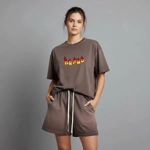 Conjuntos de Sudadera con Capucha y Pantalones Deportivos de Encaje de 2 Piezas Personalizables para Mujer, Trajes Deportivos de Verano, Tops Cortos, Largo hasta el Tobillo, Formales, 100% Algodón - Product Image 4