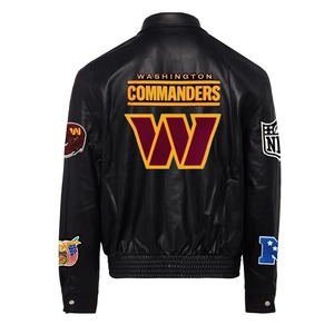 Veste en cuir intégral noire des Washington Commanders - Product Image 2
