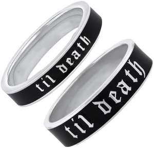 Anillo de Compromiso Clásico Gótico Til Death, Banda de Plata de Ley de 6 mm, Accesorio Único para Bodas y Fiestas, Símbolo de Compromiso Eterno, Combinable - Product Image 3