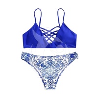 Bikini de Dos Piezas Sexy y Erótico para Mujer, Traje de Baño Triangular Sólido/Estampado de Secado Rápido, Antibacterial, Ecológico y con Protección UV