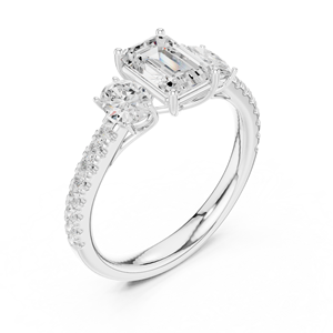 Anillo de Diamantes Cultivados en Laboratorio con Certificación IGI, Tres Piedras Ovaladas de Esmeralda, Axis Radiance, Oro 10K/14K/18K/Plata - Product Image 5