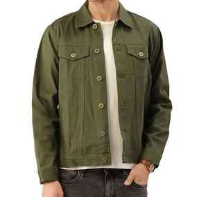 แจ็คเก็ตยีนส์ฤดูหนาวราคาดีที่สุดสำหรับผู้ชาย ออกแบบโลโก้ได้ตามต้องการ คุณภาพสูง สีพื้น สตรีทแวร์ - Product Image 1