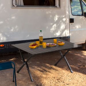 Tavolo da Campeggio Pieghevole Leggero, Tavolo Portatile da Picnic con Lato Arrotolabile per Campeggio, Viaggi, Escursioni, Palestra, Parco, Barbecue - Product Image 5