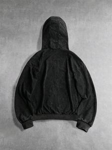 Sudadera con capucha corta tipo boxy al por mayor de marca privada, estilo retro con cremallera completa, para hombre, ropa urbana, bordado personalizado disponible de fábrica - Product Image 4