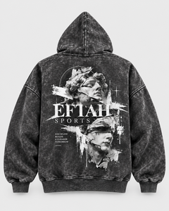 Sweat à capuche oversize délavé pour homme, noir, style streetwear, avec imprimé statue grecque au dos, prix de gros, conception personnalisée OEM - Product Image 3