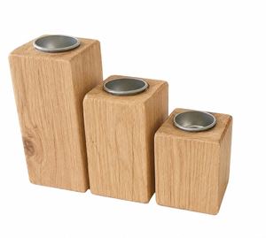 Ensemble de porte-bougies carrés en bois, décoration rustique pour la maison, support pour bougies en bois naturel, centre de table - Product Image 5