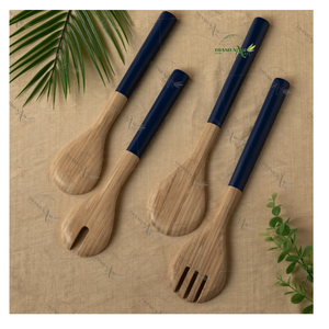 Cucharas de Bambú Hechas a Mano con Diseño Clásico, Capacidad de 10 ml, Ecológicas, Duraderas, para Ensaladas, Cena, Utensilios de Cocina para Comer con Conciencia - Product Image 1