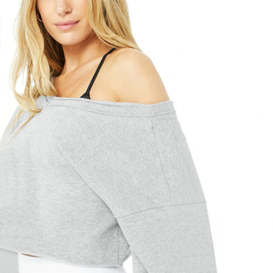 Sweat-shirt en molleton à épaules dénudées pour femme, pull confortable à manches longues, coupe décontractée, haut tendance pour le temps frais, vêtements décontractés pour tous les jours - Product Image 5