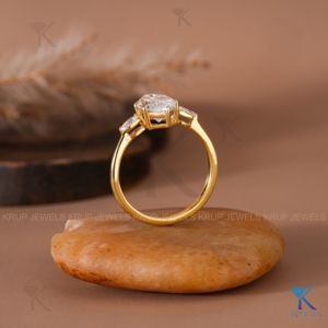 Marquise Lab Grown Diamond Three <b>Stone</b> Engagement Ring 10k Solid Yellow Gold IGI Certified Bridal Promise Fine Jewelry Women - Product Image 3