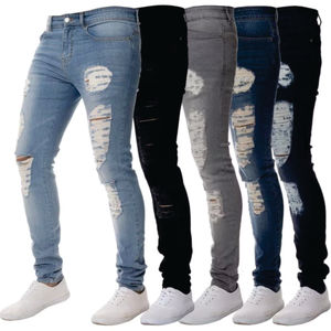 Lightweight Smart Casual Plaid Straight Fit Plus Size Unisex Jeans with Zipper Fly 100% Cotton - Product Image 1