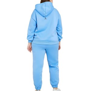 Women Cotton Fleece <b>Hooded</b> Tracksuit Set Full Length Loose Fit Sweatshirt Pants with Side Pockets Casual Wear 2026 - Product Image 3