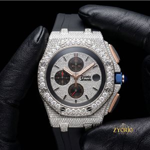 Reloj Cronógrafo de Lujo con Diamantes para Hombre, Oro Rosa, Acero Inoxidable, Correa de Goma Negra, Estilo Hip Hop - Product Image 4