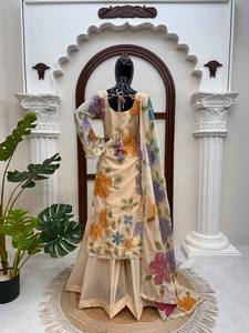Ensemble Salwar Kameez brodé de fleurs, tenue indienne pakistanaise pour femmes, robe de fête et de mariage avec dupatta - Product Image 5