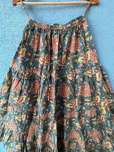 Handmade Hand Block Cotton <b>Skirt</b> <b>Elastic</b> <b>Waist</b> Breathable Traditional Block Print Sustainable Casual Clothing One Size - Product Image 6