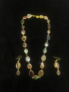Conjunto de Collar con Cuentas de Moissanita Plateado en Plata con Diamantes Tishya, Estilo Vintage para Mujer, 15g - Product Image 1