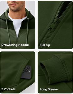 Sweat-shirt à capuche vert pour homme, coupe classique, décontracté, pour l'automne, avec poche, en tissu French Terry - Product Image 6