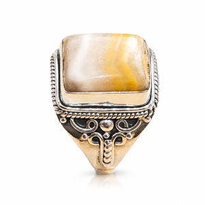 Pure 925 Sterling <b>Silver</b> Banded Agate Statement <b>Ring</b> Handmade Vintage Boho Gemstone <b>Ring</b> Women Jewelry Gift for her Unisex <b>Men</b> - Product Image 4
