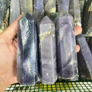 หินอาเกตสีม่วงธรรมชาติทรงหอคอยขนาด 10 ซม. คริสตัลบำบัด ขายส่ง ตัวอย่างแร่ดิบสำหรับตกแต่งบ้าน - Product Image 1
