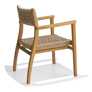 Minimalist Outdoor Dining <b>Chairs</b> made of Natural Teak <b>Wood</b> with Rattan Weave Perfect for Home Decoration Furniture - Product Image 3