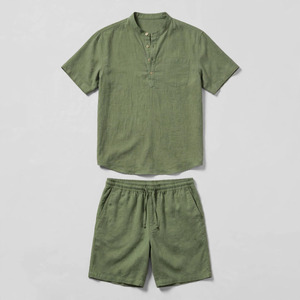 2026 Wholesale Summer Men's Casual Shorts <b>Set</b> Plain Color Solid 100% Cotton Jersey Quick Dry Knitted Customized Logo <b>Twin</b> <b>Set</b> - Product Image 3