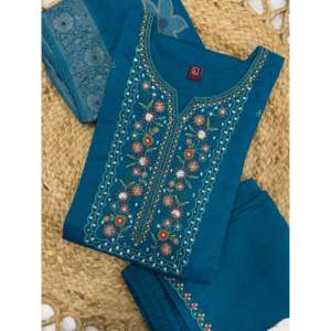 Ensemble Kurti, pantalon et dupatta brodés pour femmes - Product Image 3